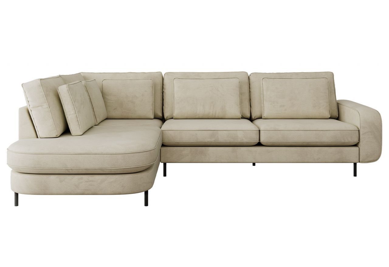 Narożnik CALENO L - strona lewa - beżowy, welwet