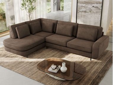 Narożnik CALENO L - strona lewa - brązowy, welwet