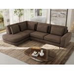 Narożnik CALENO L - strona lewa - brązowy, welwet