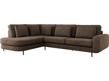 Narożnik CALENO L - strona lewa - brązowy, welwet