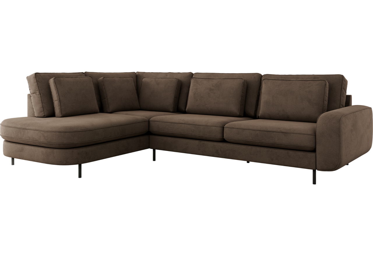 Narożnik CALENO L - strona lewa - brązowy, welwet