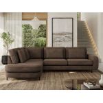 Narożnik CALENO L - strona lewa - brązowy, welwet