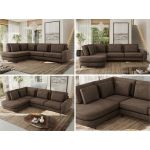 Narożnik CALENO L - strona lewa - brązowy, welwet