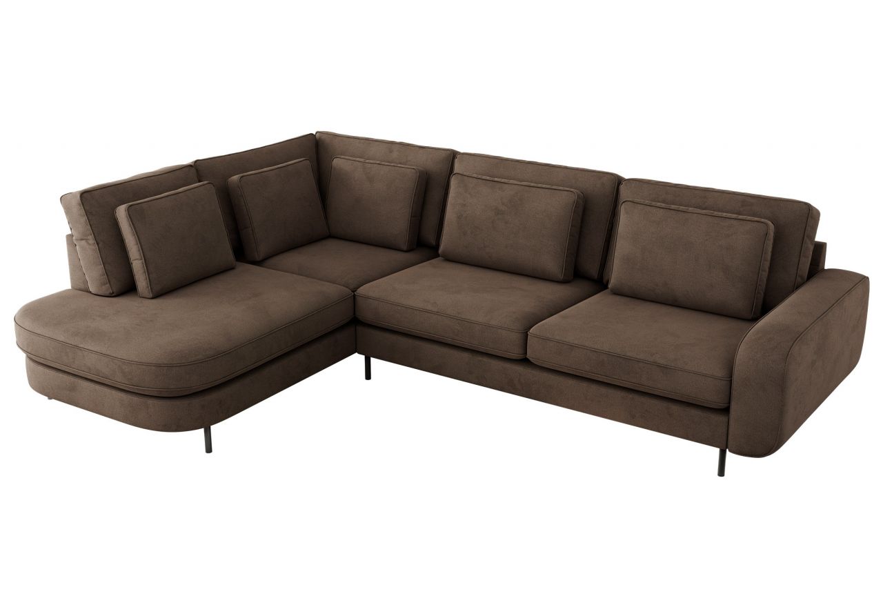 Narożnik CALENO L - strona lewa - brązowy, welwet