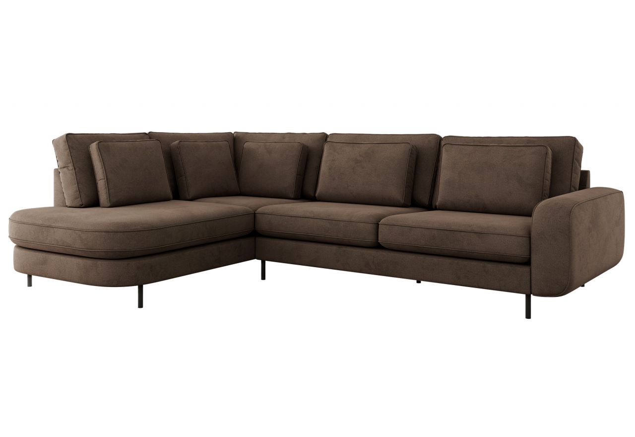 Narożnik CALENO L - strona lewa - brązowy, welwet