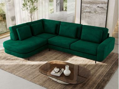 Narożnik CALENO L - strona lewa - ciemnozielony, welwet