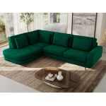 Narożnik CALENO L - strona lewa - ciemnozielony, welwet