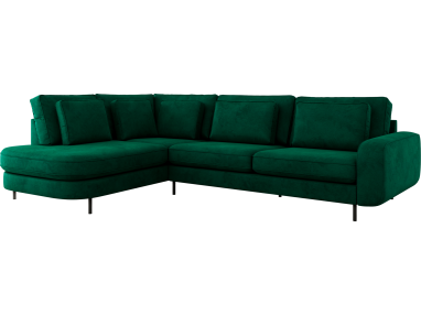 Narożnik CALENO L - strona lewa - ciemnozielony, welwet