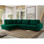 Narożnik CALENO L - strona lewa - ciemnozielony, welwet