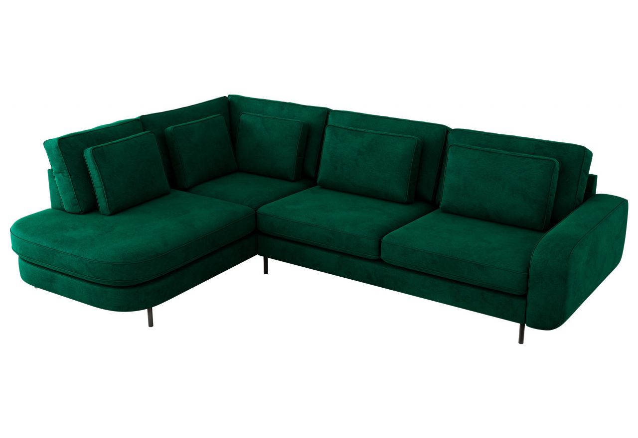 Narożnik CALENO L - strona lewa - ciemnozielony, welwet