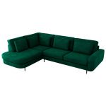Narożnik CALENO L - strona lewa - ciemnozielony, welwet