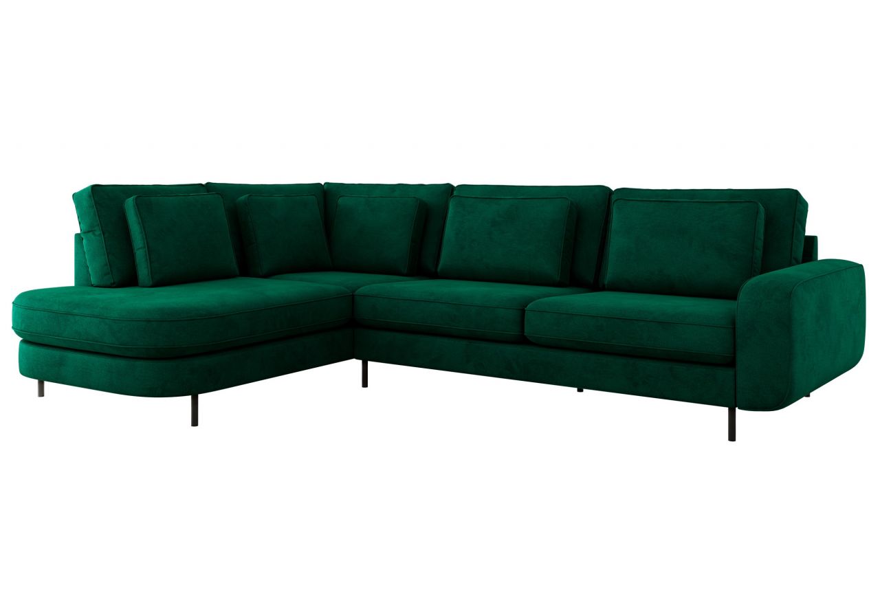 Narożnik CALENO L - strona lewa - ciemnozielony, welwet