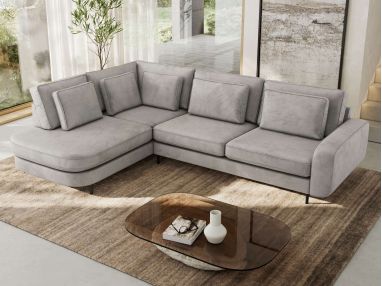 Narożnik CALENO L - strona lewa - jasnoszary, welwet