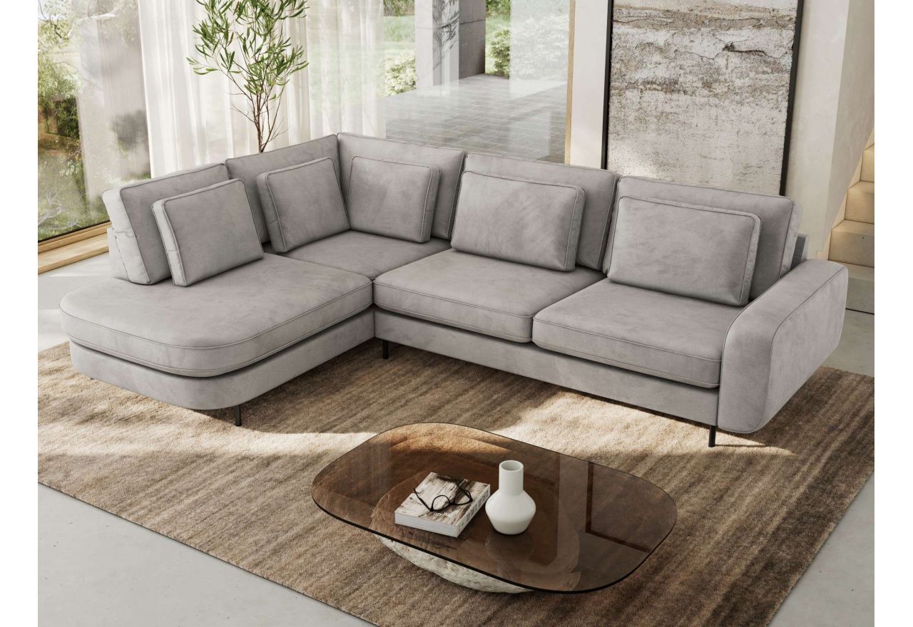 Narożnik CALENO L - strona lewa - jasnoszary, welwet