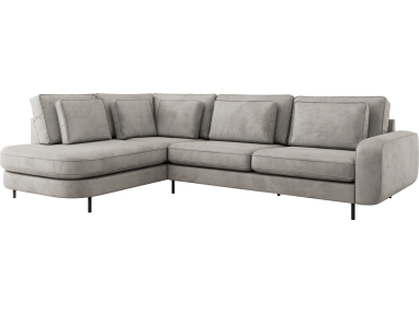 Narożnik CALENO L - strona lewa - jasnoszary, welwet