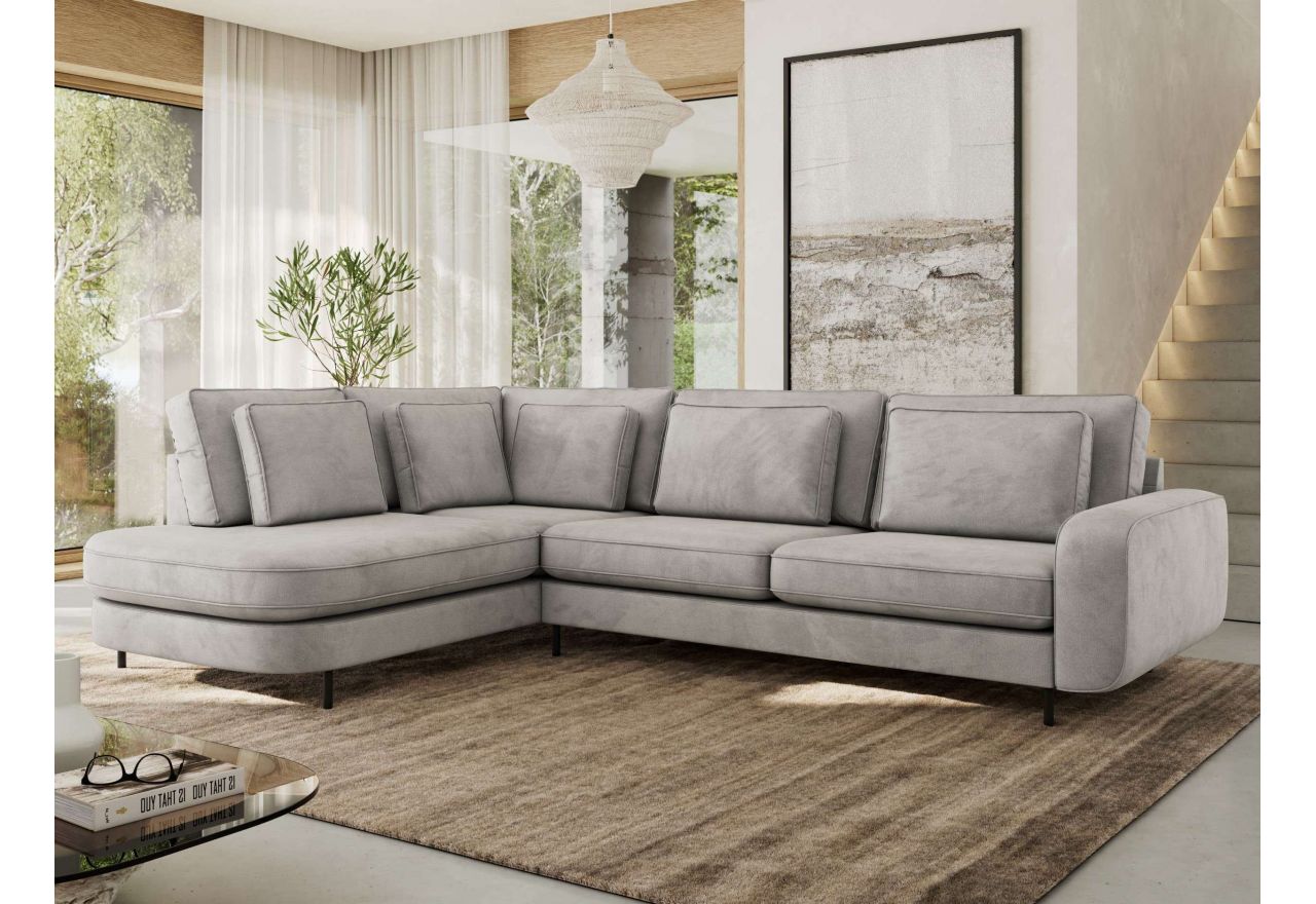 Narożnik CALENO L - strona lewa - jasnoszary, welwet