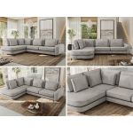 Narożnik CALENO L - strona lewa - jasnoszary, welwet