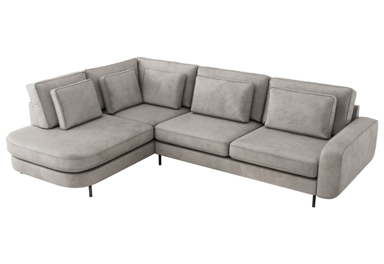 Narożnik CALENO L - strona lewa - jasnoszary, welwet