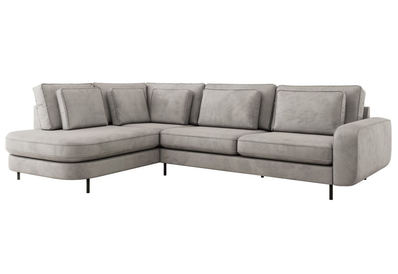 Narożnik CALENO L - strona lewa - jasnoszary, welwet