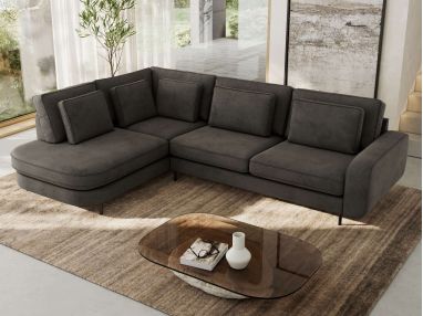 Narożnik CALENO L - strona lewa - ciemnoszary, welwet