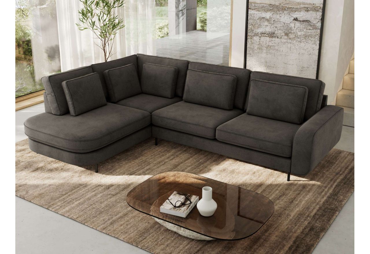 Narożnik CALENO L - strona lewa - ciemnoszary, welwet