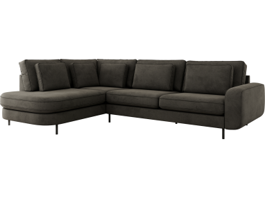 Narożnik CALENO L - strona lewa - ciemnoszary, welwet