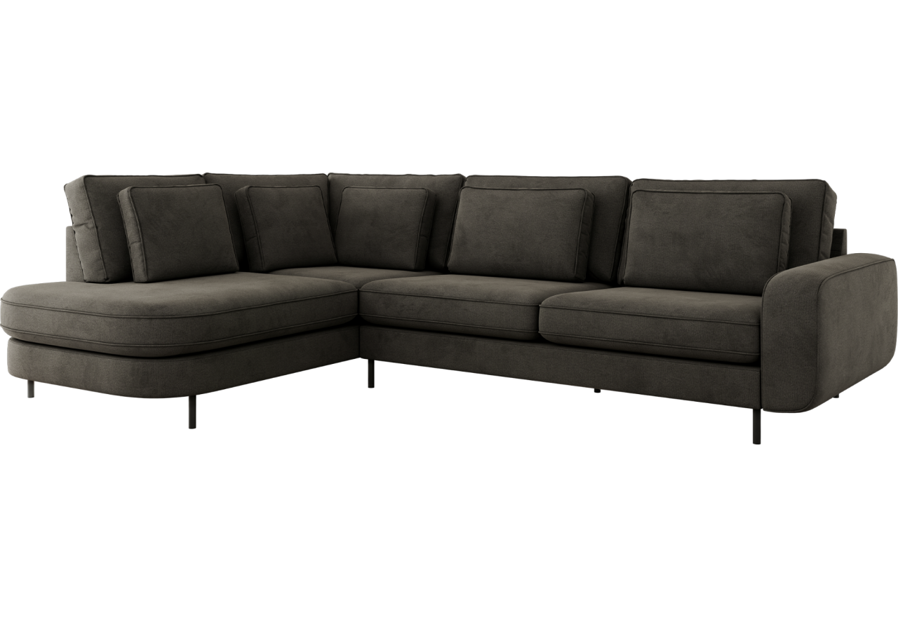 Narożnik CALENO L - strona lewa - ciemnoszary, welwet