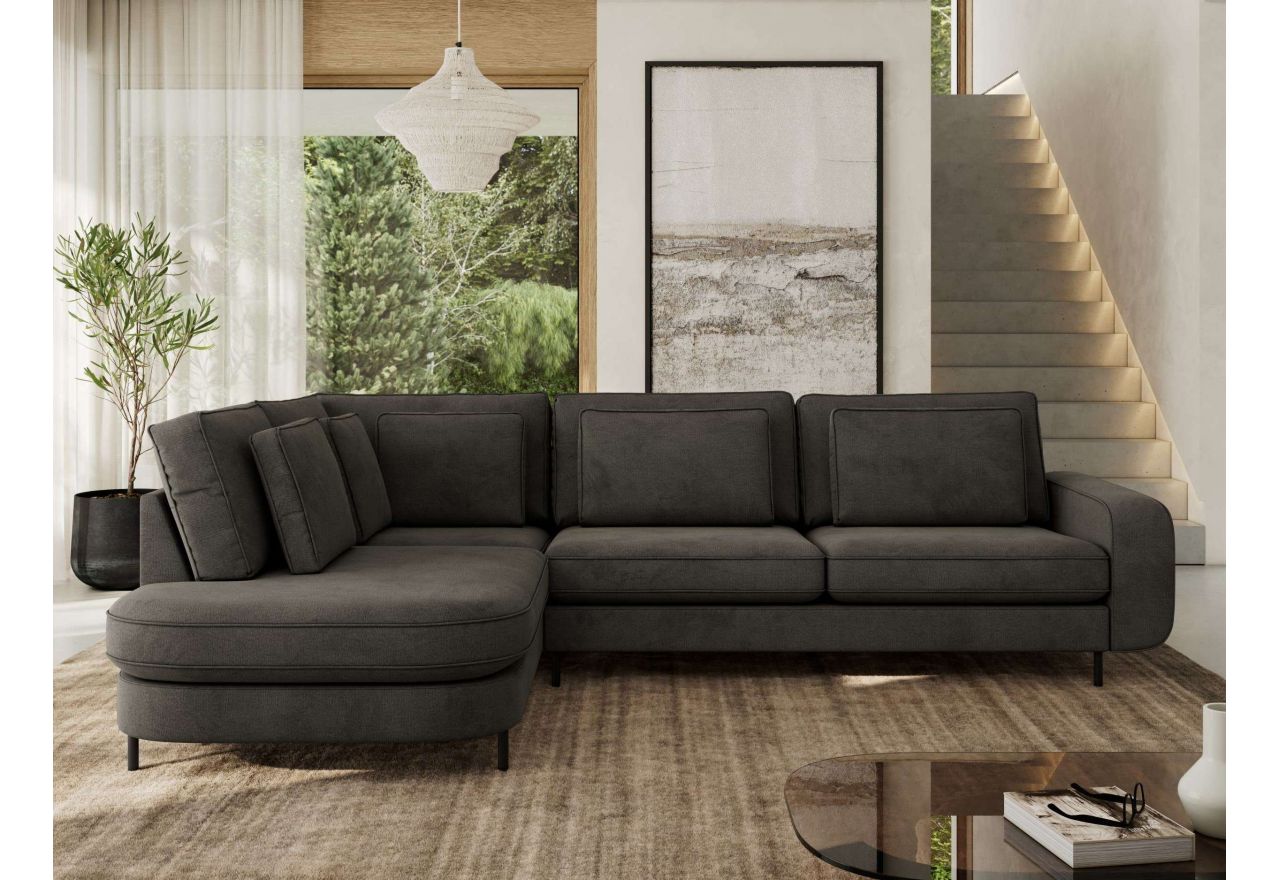 Narożnik CALENO L - strona lewa - ciemnoszary, welwet