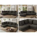 Narożnik CALENO L - strona lewa - ciemnoszary, welwet