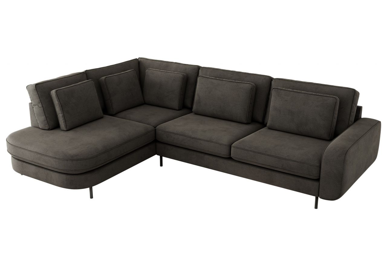 Narożnik CALENO L - strona lewa - ciemnoszary, welwet