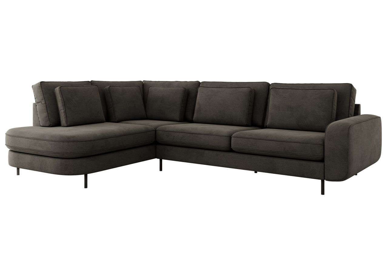 Narożnik CALENO L - strona lewa - ciemnoszary, welwet