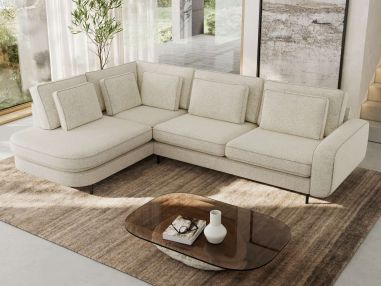 Narożnik CALENO L - strona lewa - kremowy, struktura