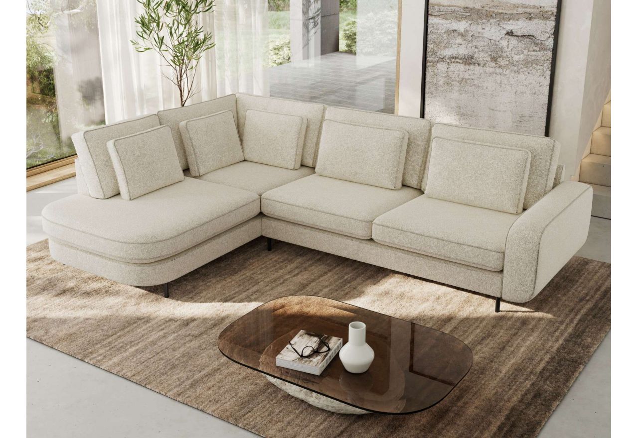 Narożnik CALENO L - strona lewa - kremowy, struktura