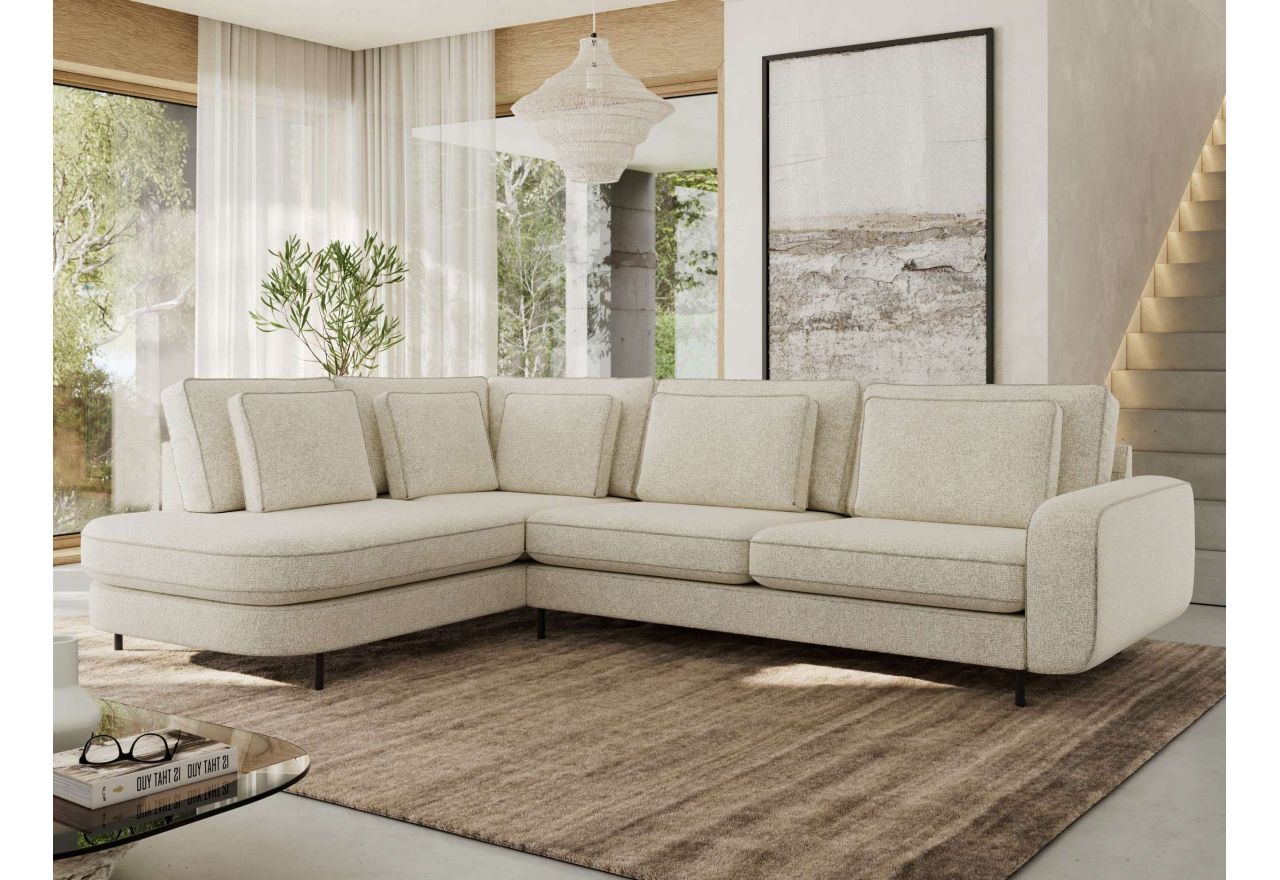 Narożnik CALENO L - strona lewa - kremowy, struktura