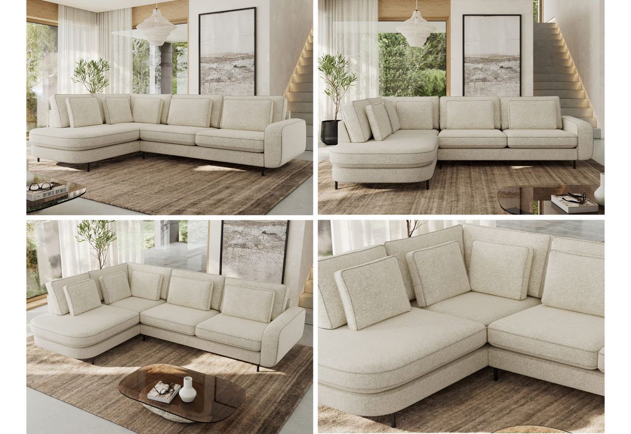 Narożnik CALENO L - strona lewa - kremowy, struktura