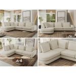 Narożnik CALENO L - strona lewa - kremowy, struktura