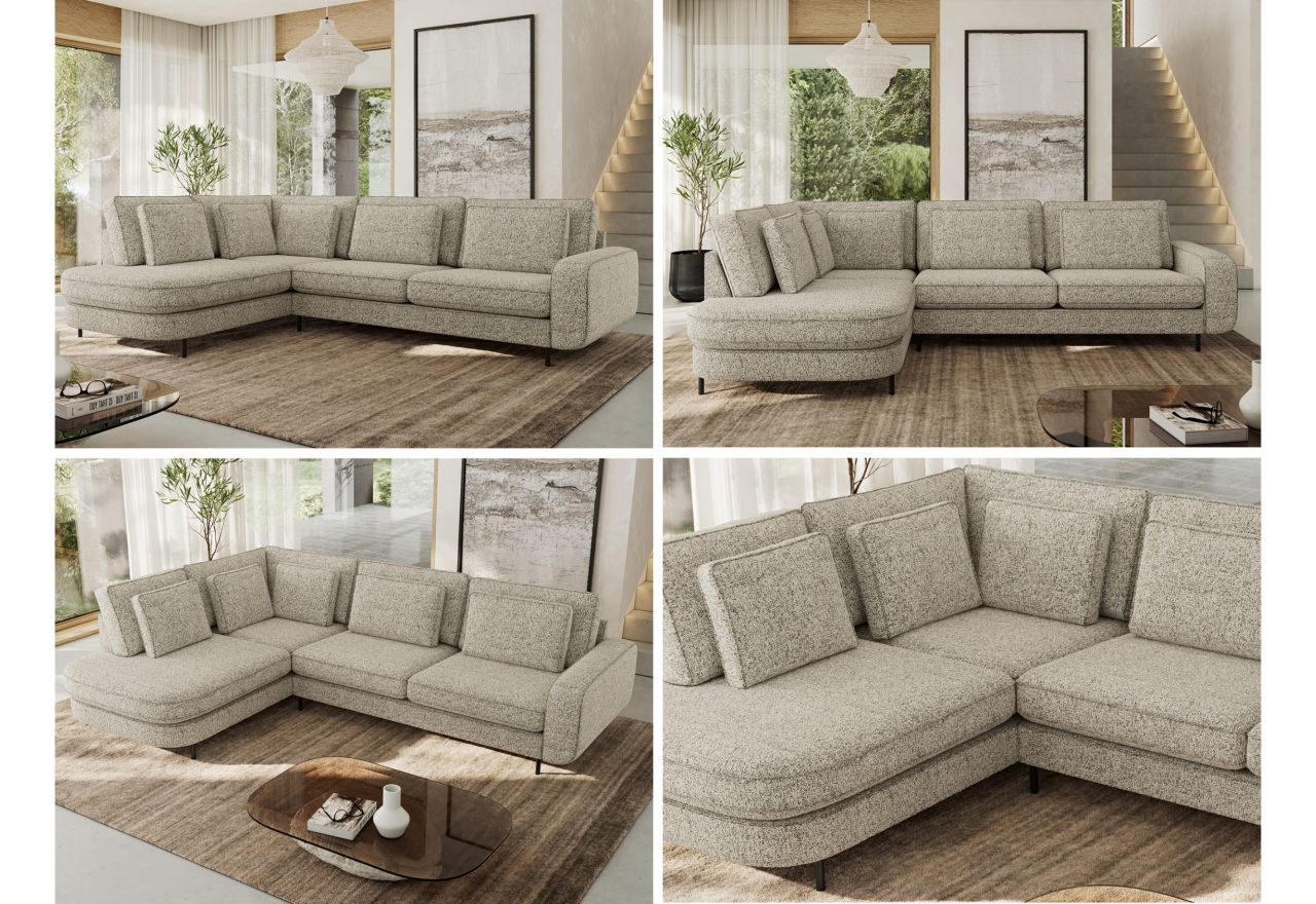 Narożnik CALENO L - strona lewa - beżowy, struktura