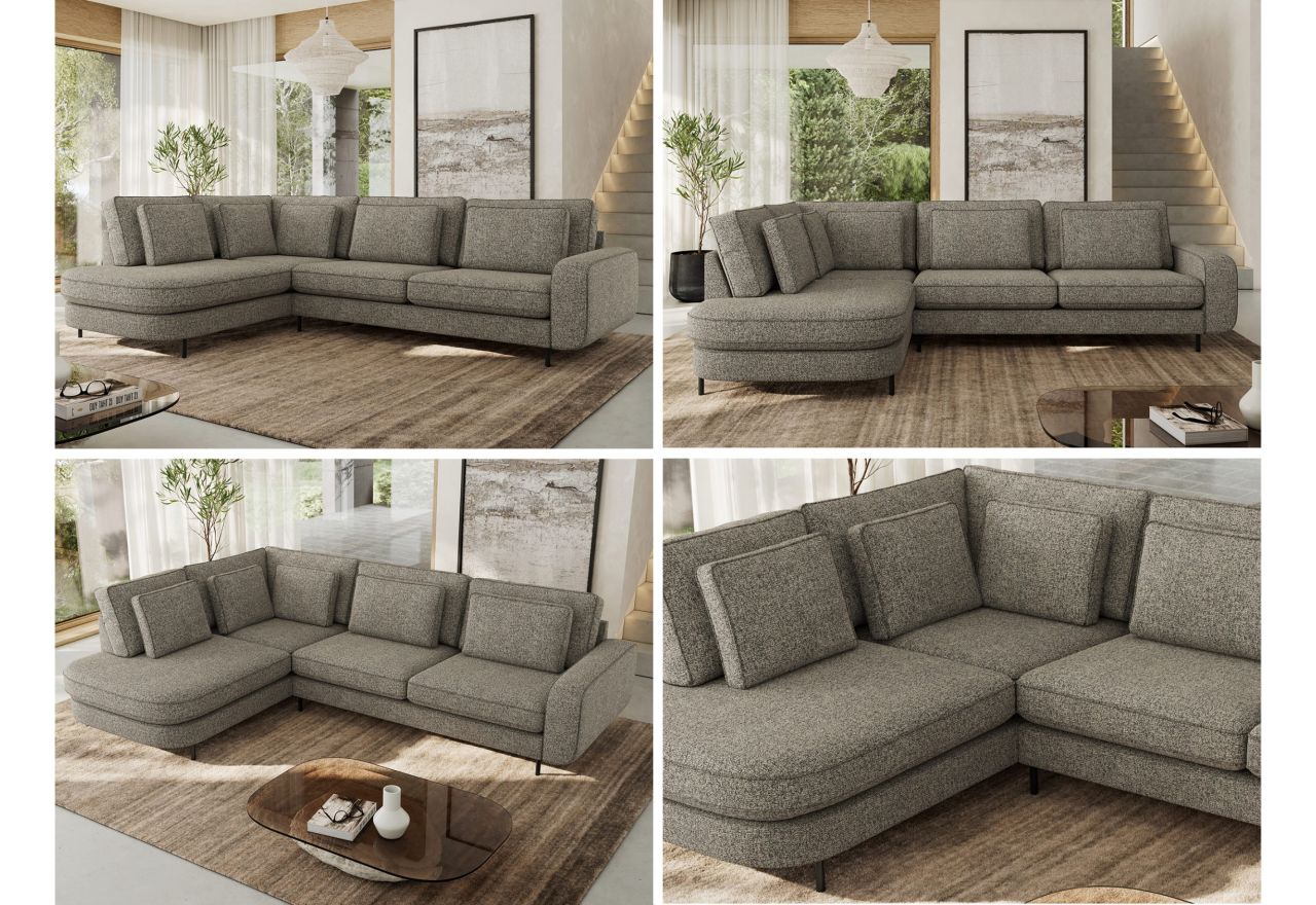 Narożnik CALENO L - strona lewa - szary, struktura