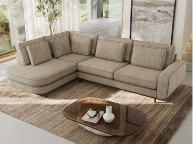 Narożnik CALENO L - strona lewa - ciemnobeżowy, struktura