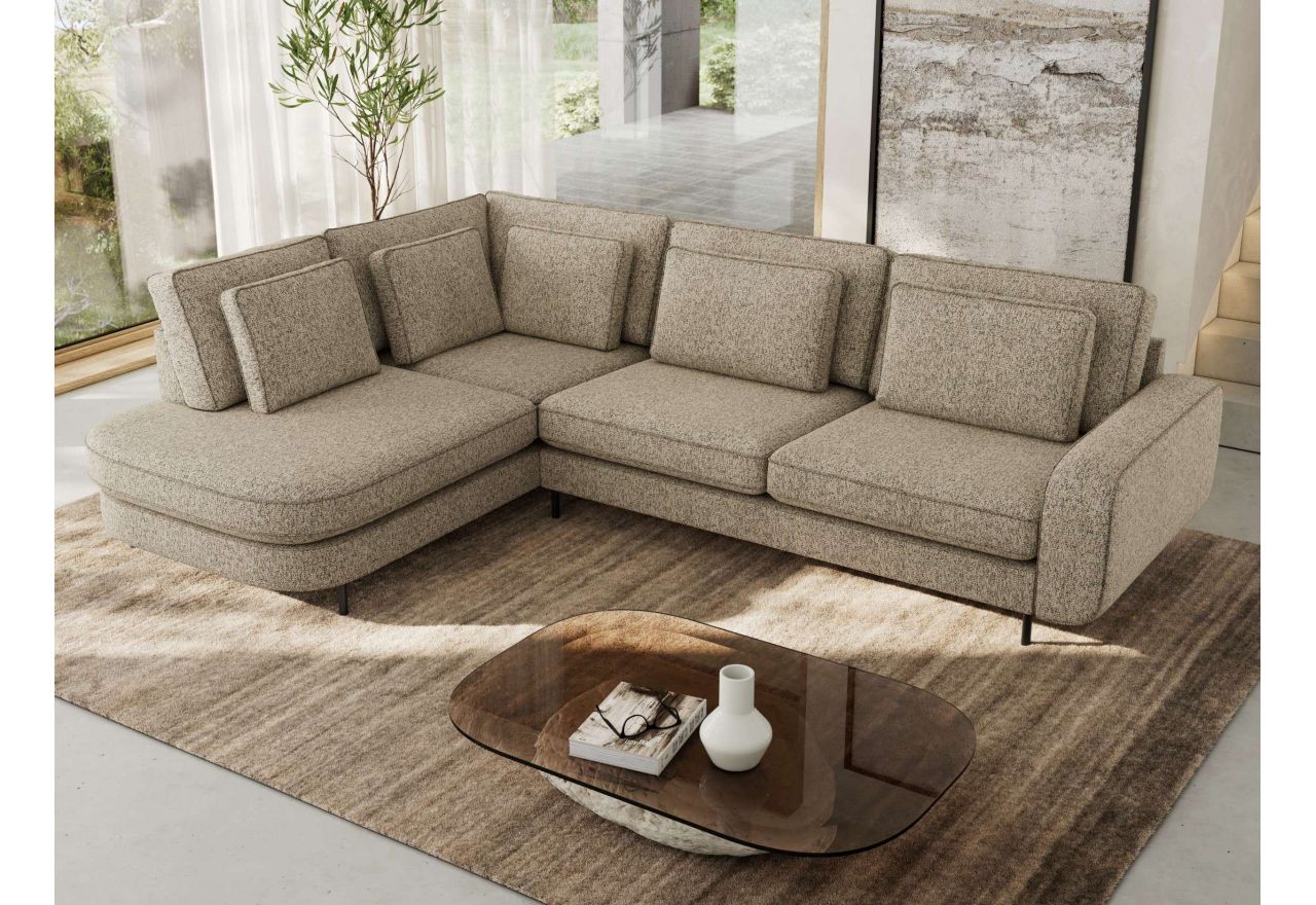 Narożnik CALENO L - strona lewa - ciemnobeżowy, struktura