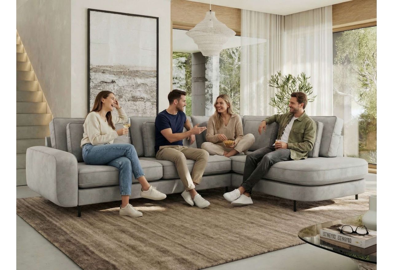 Narożnik CALENO L - strona lewa - ciemnobeżowy, struktura