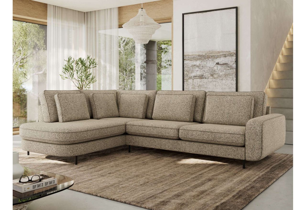 Narożnik CALENO L - strona lewa - ciemnobeżowy, struktura