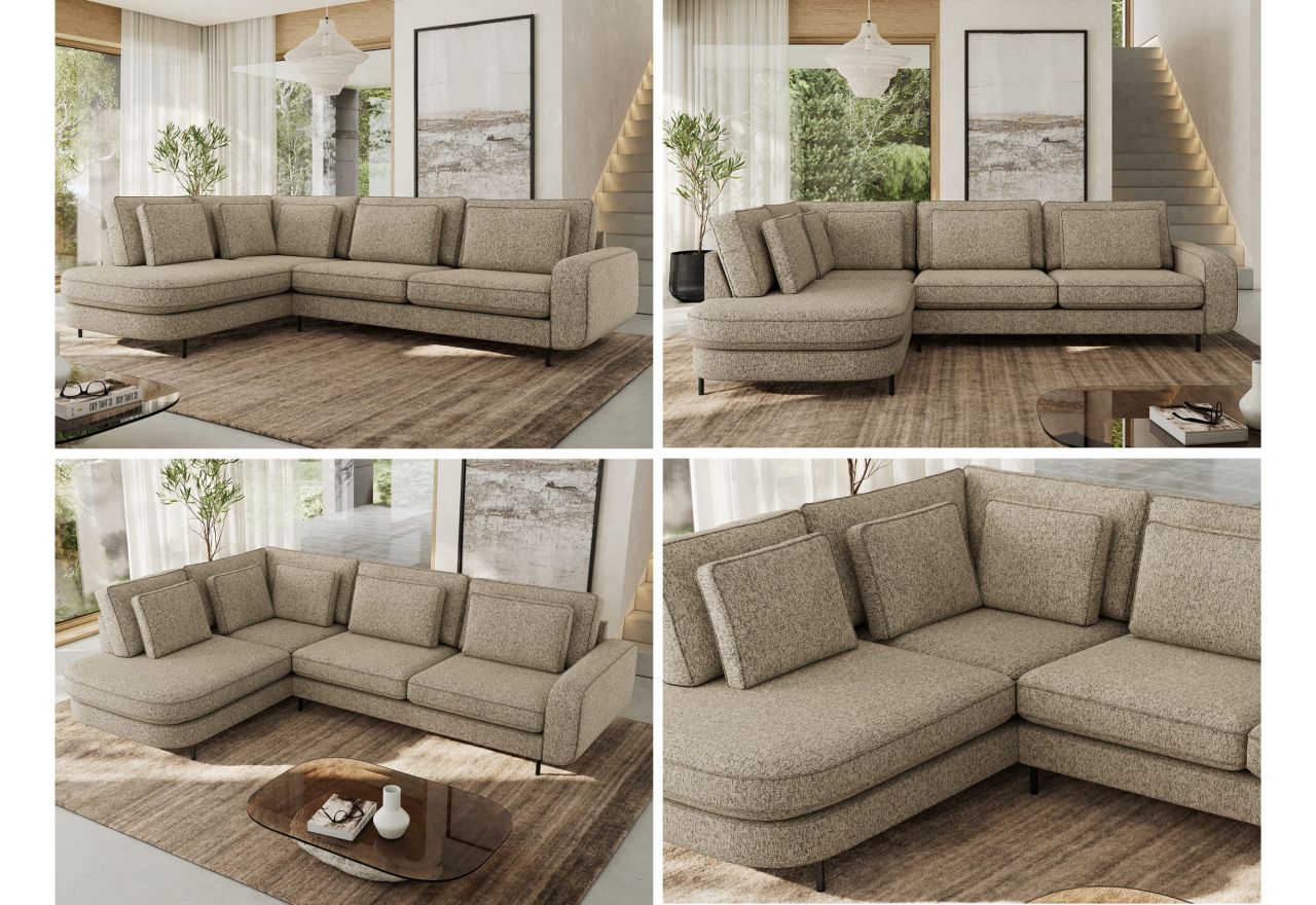 Narożnik CALENO L - strona lewa - ciemnobeżowy, struktura