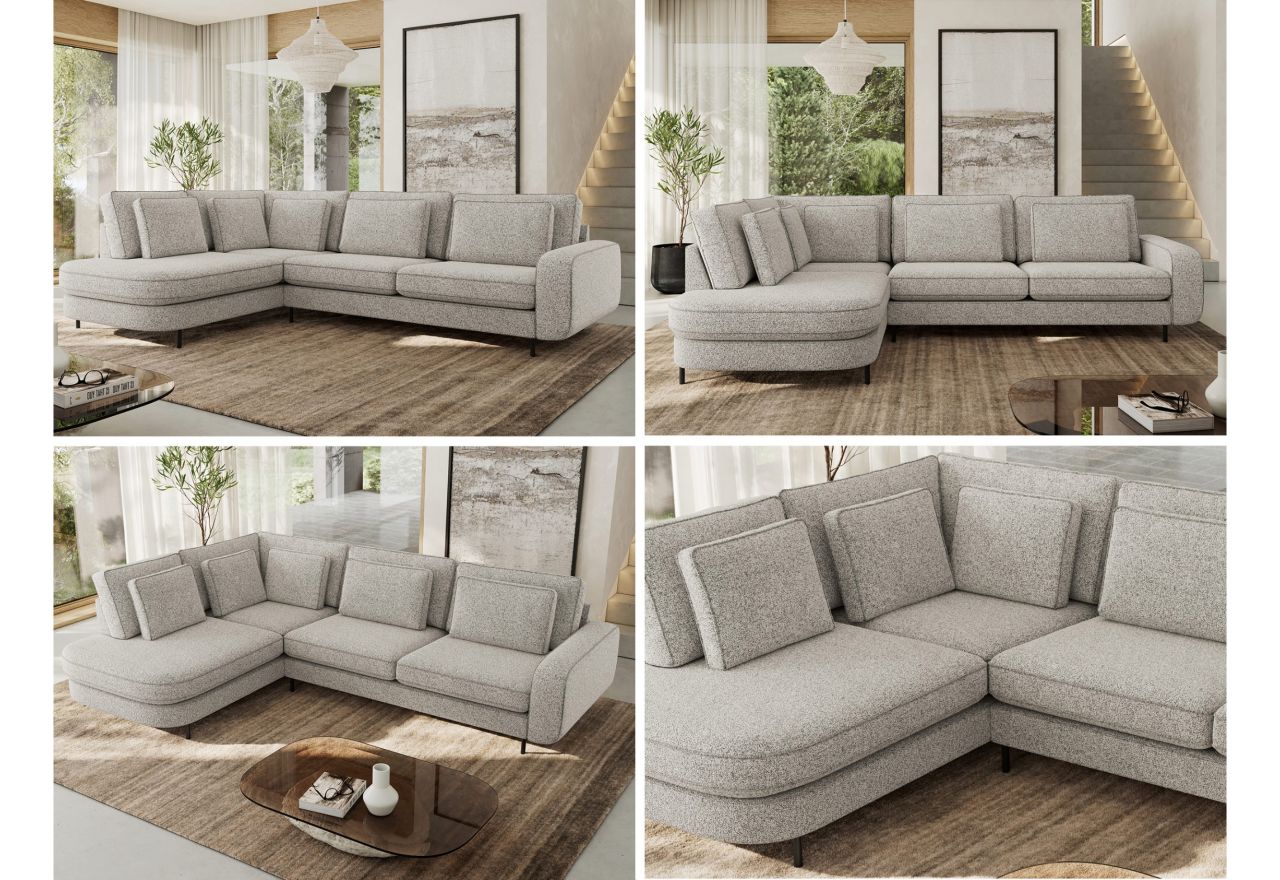 Narożnik CALENO L - strona lewa - jasnoszary, struktura