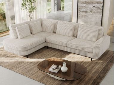 Narożnik CALENO L - strona lewa - beżowy, sztruks