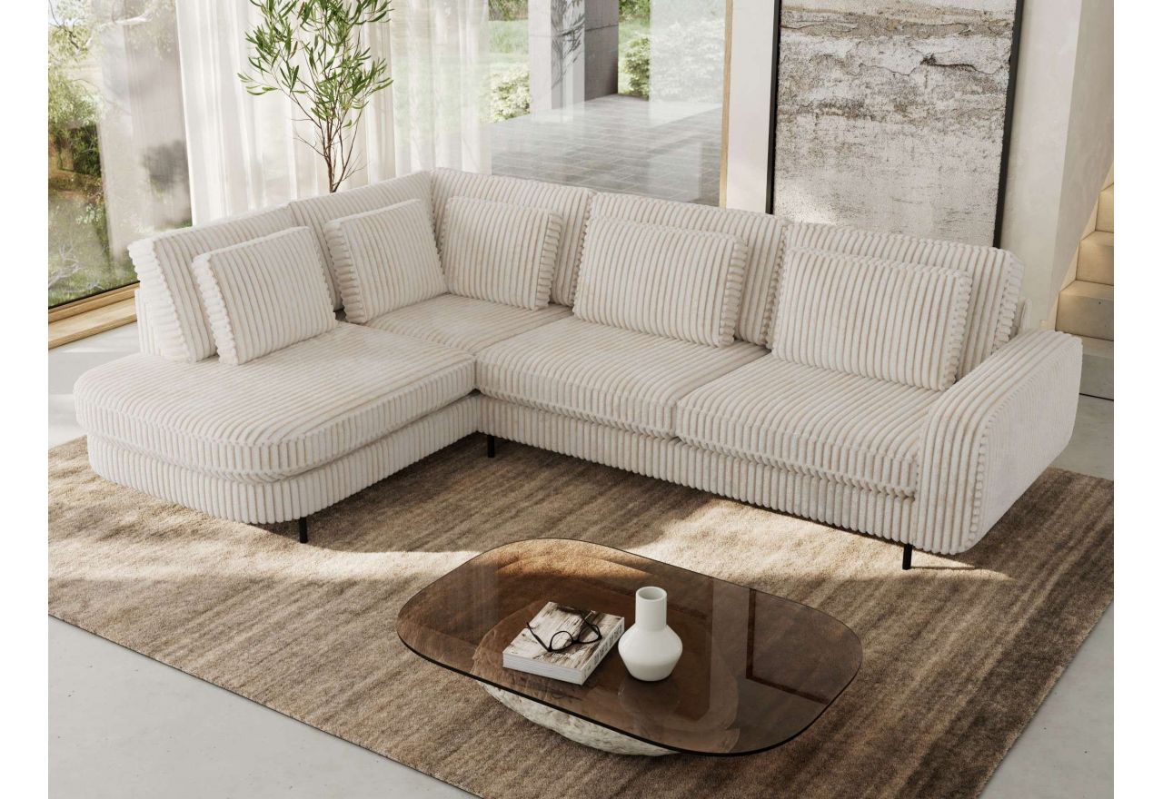 Narożnik CALENO L - strona lewa - beżowy, sztruks