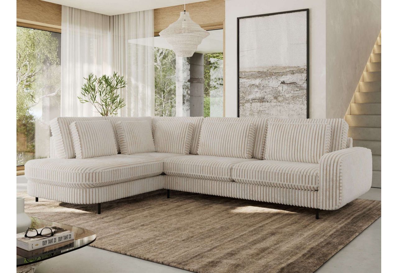 Narożnik CALENO L - strona lewa - beżowy, sztruks