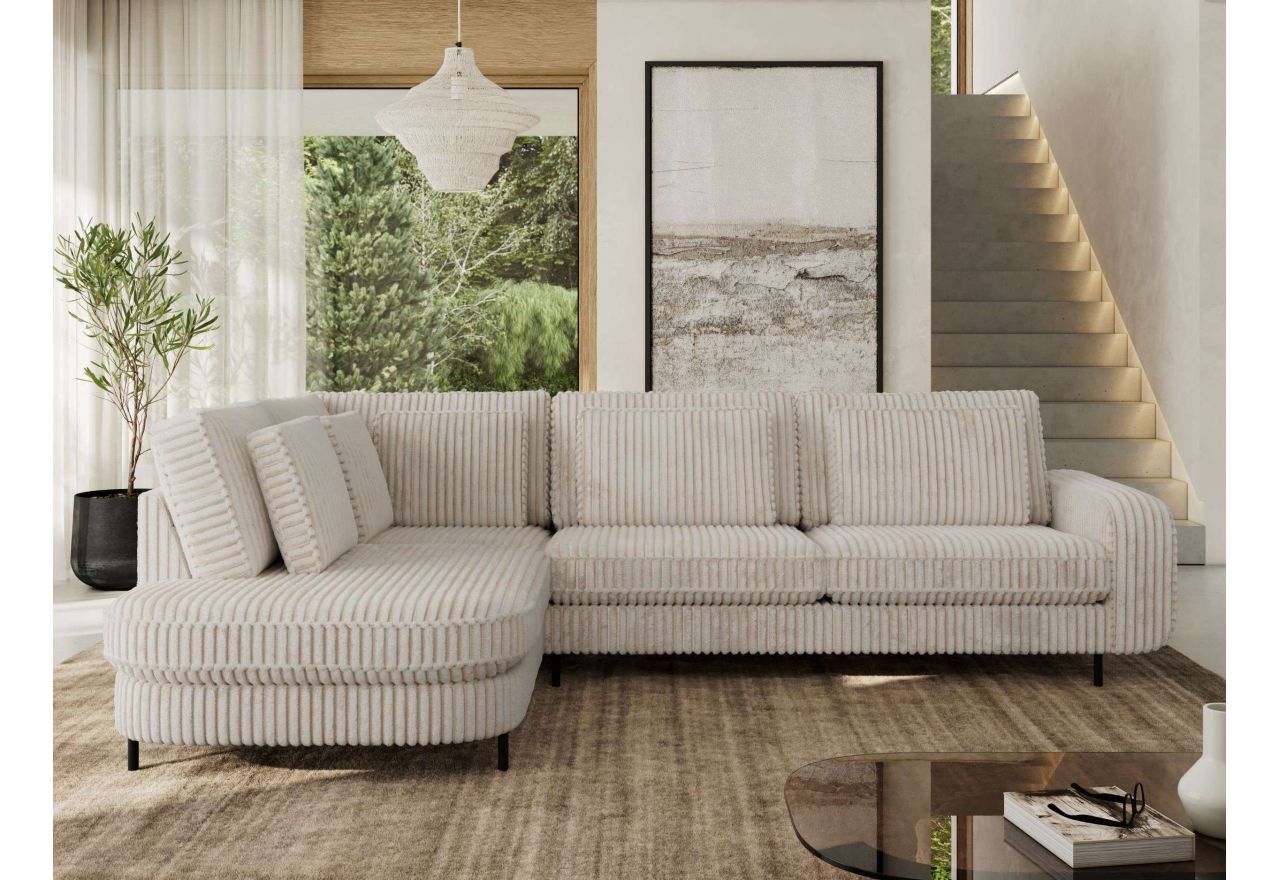 Narożnik CALENO L - strona lewa - beżowy, sztruks