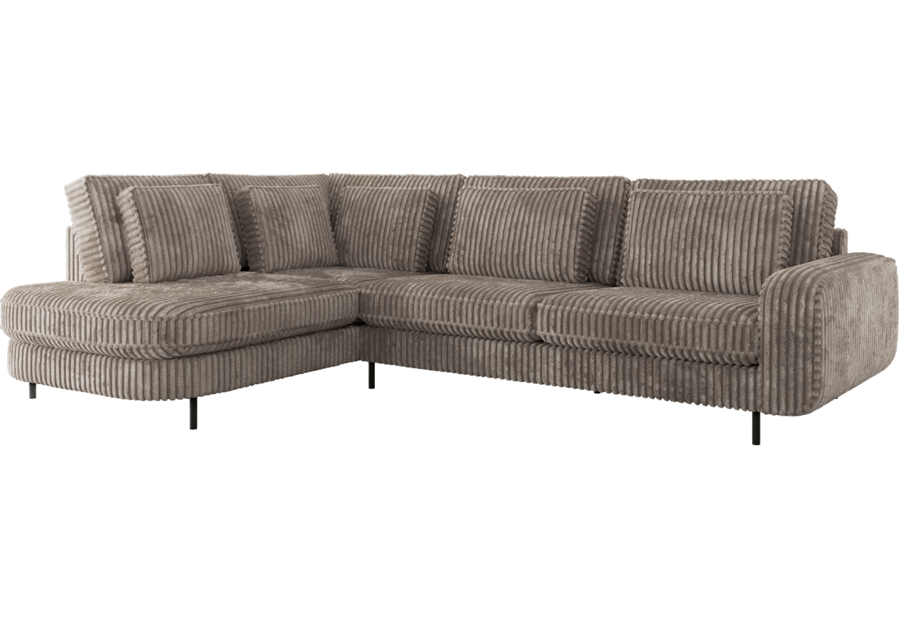 Narożnik CALENO L - strona lewa - jasnobrązowy, sztruks