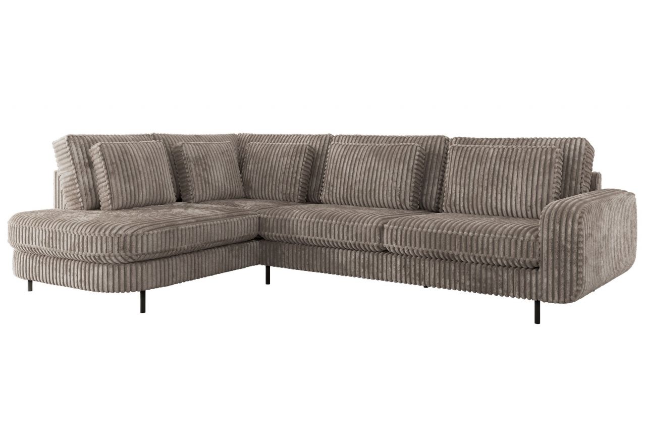 Narożnik CALENO L - strona lewa - jasnobrązowy, sztruks